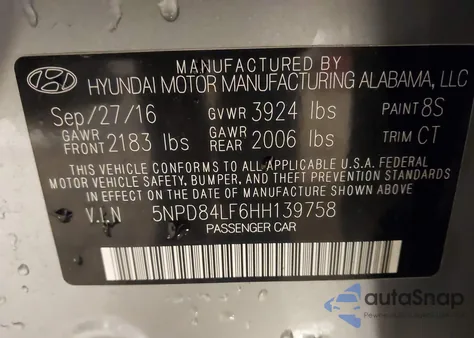 2017 Hyundai Elantra Value Edition z USA, uszkodzony, nr VIN 5NPD84LF6HH139758